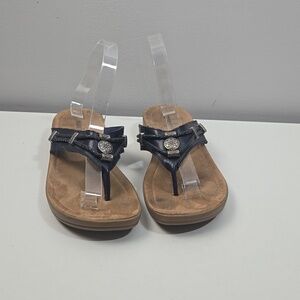 Minnetonka Navy Leather Sandals